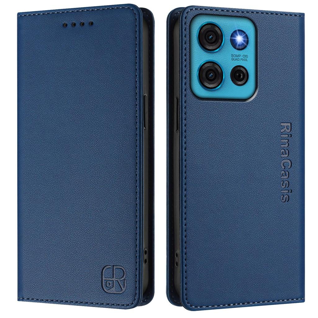 For Motorola Moto G75 5G Leather Case RINACASIS RC01 Phone Cover with RFID Blocking Wallet Stand