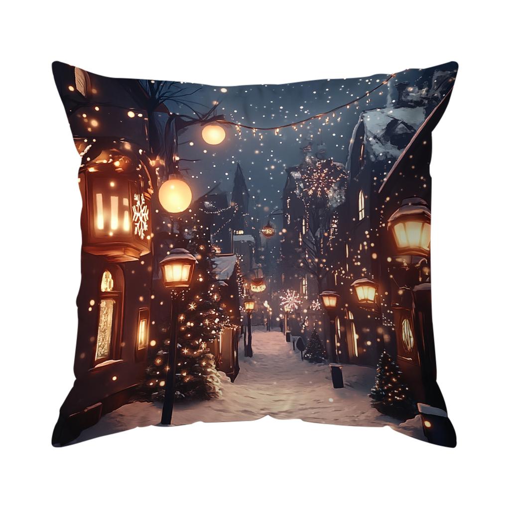 45X45Cm Christmas Theme Pillowcase Bedroom Sofa Cushion Cover 100% Polyester Living Room Cushion Pillowcase Home Decor