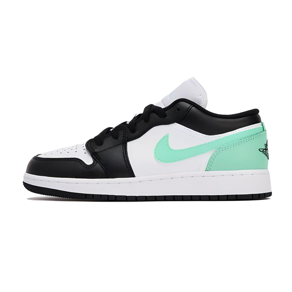 Jordan Air Jordan 1 Low top Vintage Basketball Shoes Men's Black And White Cyan 553558-131(Team85-)