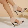 Fashion Women New Designer Knitted High Heels Sandals Summer 2025 Square Toe Thick Heeled Sandal Woman Sexy Slingbacks Black Party Shoes