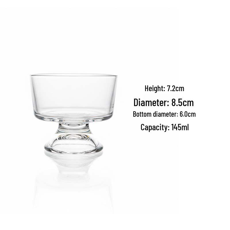 Low-Base Glass Cup for Ice Cream, Coffee, Yogurt, and Desserts