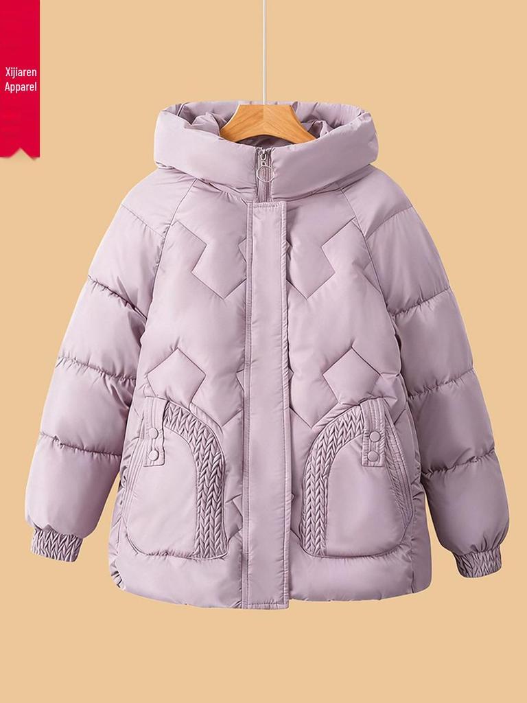 Mom's Winter Hooded Cotton Jacket for Middle-Aged and Elderly Women - Plus Velvet, Thickened, Warm, Ideal for 50+.