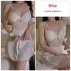 DZ Satin Lace Butterfly Decor Padded Underwire Backless Sexy Nightgown Robe Set 2044