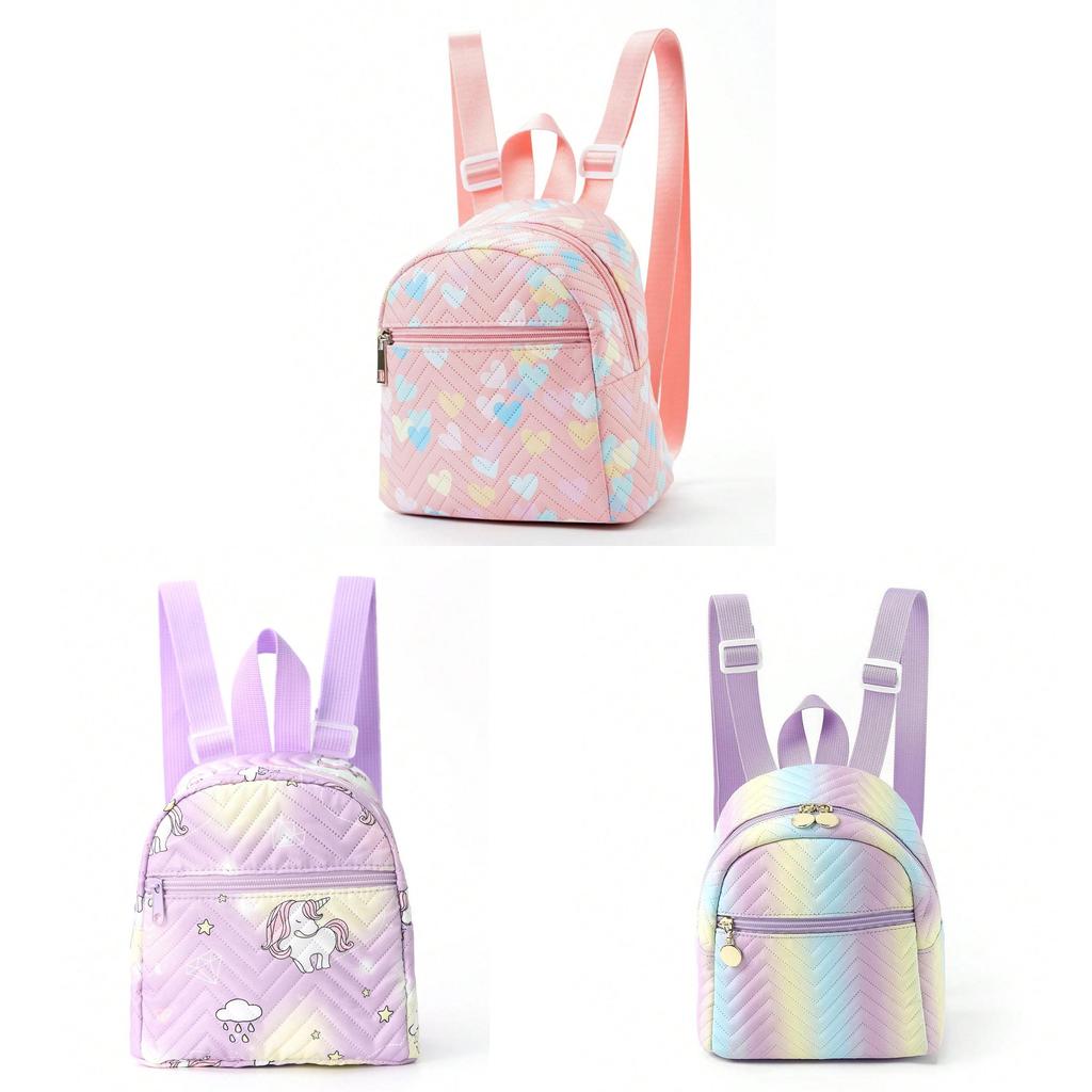 Rainbow Pu Crossbody Bag For Girls With Lightweight Design And Textured Fabric