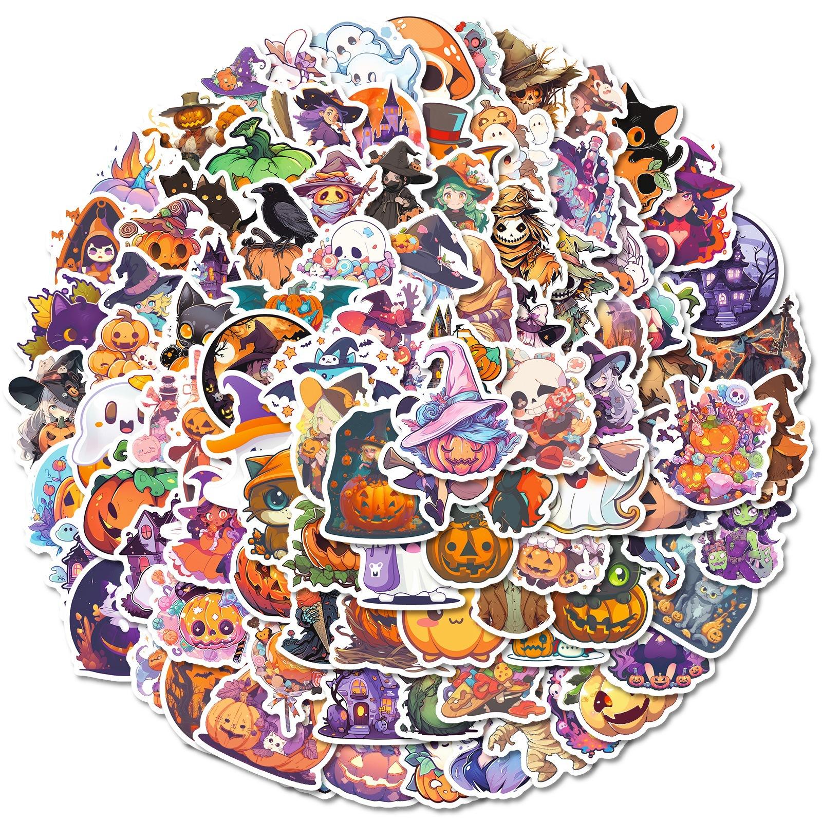 

100 Halloween Series Pp Waterproof Stickers Cute Graffiti Halloween Dress Up Character Stickers