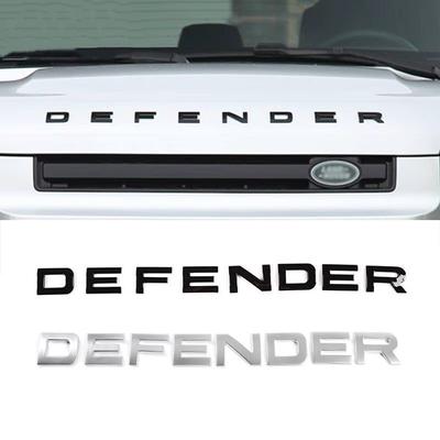 Auto 3D ABS Chrom Aufkleber Aufkleber Fit Für Land Rover Defender Logo Auto Kopf Haube Buchstaben Typenschild Emblem Abzeichen Styling Aufkleber