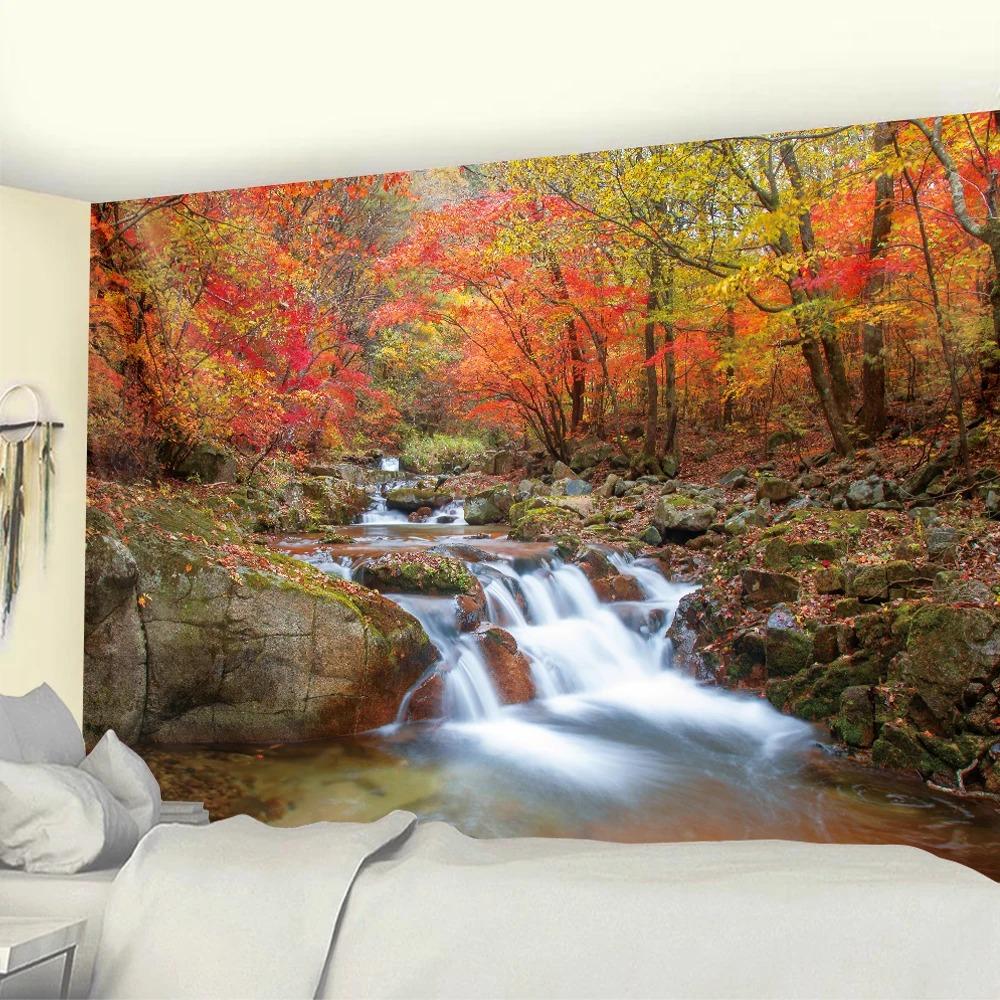 Forest Waterfall Psychedelic Scene Hanging Cloth Bedroom Living Room Tapestry Home Wall Decoration Tapestry