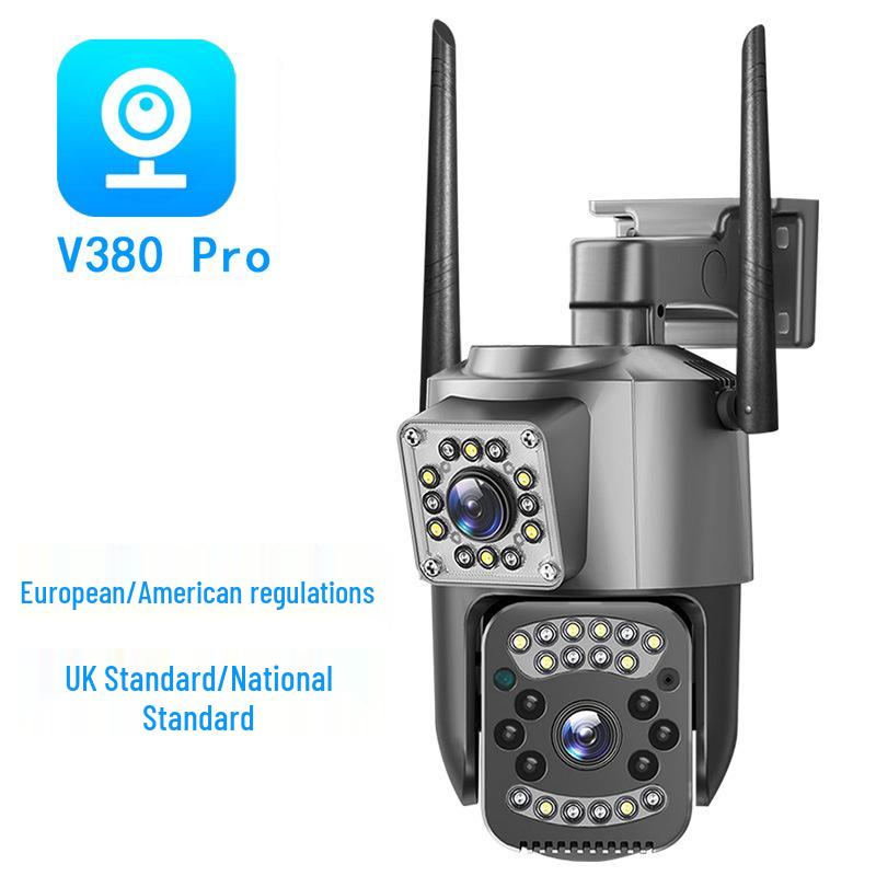 V380 Pro Dual Lens Outdoor WiFi Surveillance Camera with Network Port, 4MP Bullet Design