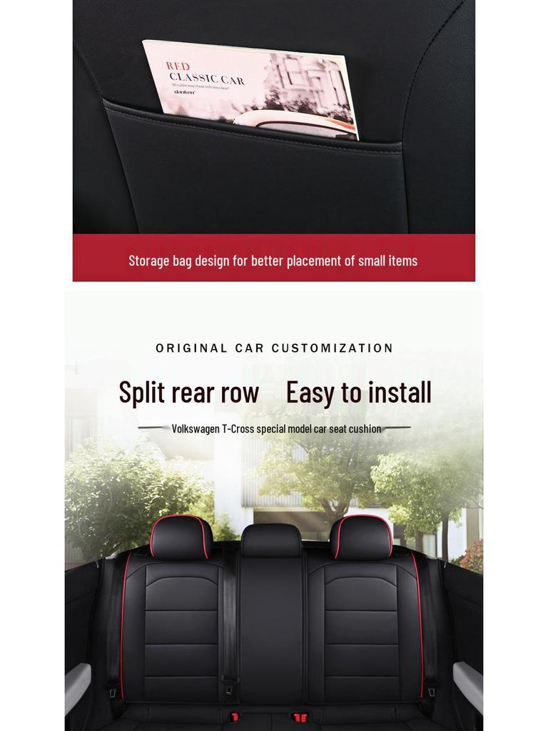 Volkswagen T-Cross All-Season Leather Seat Cushion - Full Surround, Five-Seat Fit.