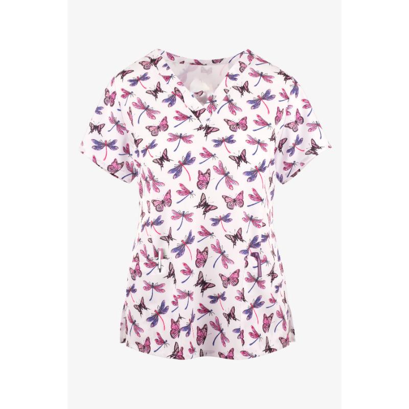 Healthcare Uniform Nurse Clinic Nursing Butterfly Workwear Hospital T-shirt Tee Short Sleeve Blouse Carer Working Women Medical