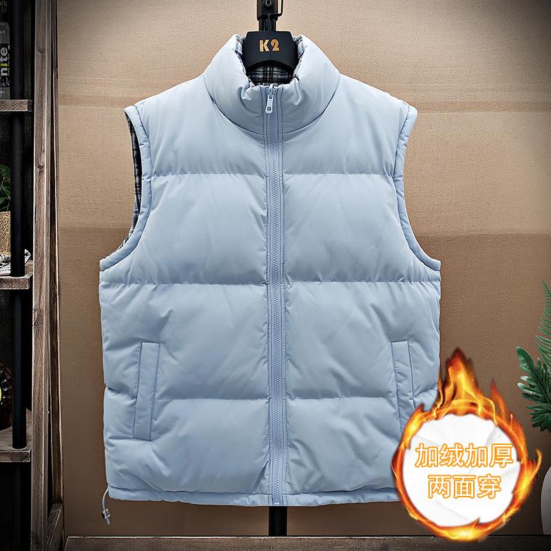 New 2025 autumn and winter double-sided vest men's warm trendy vest windproof couple sleeveless cotton-padded clothes