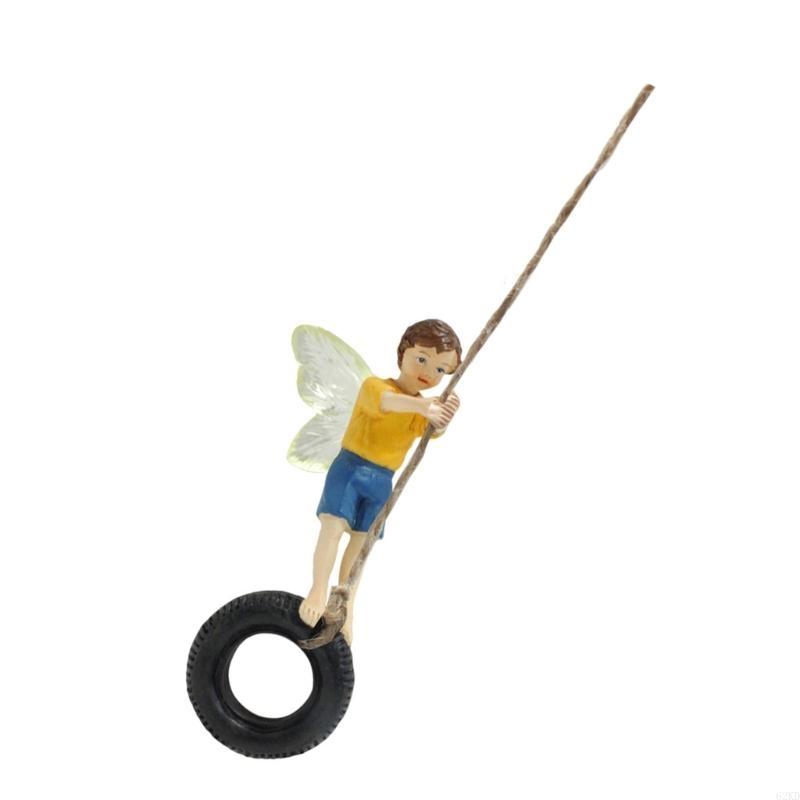 62KD Miniature Swing Fairy Figurine Garden Decorations Outdoor Indoor