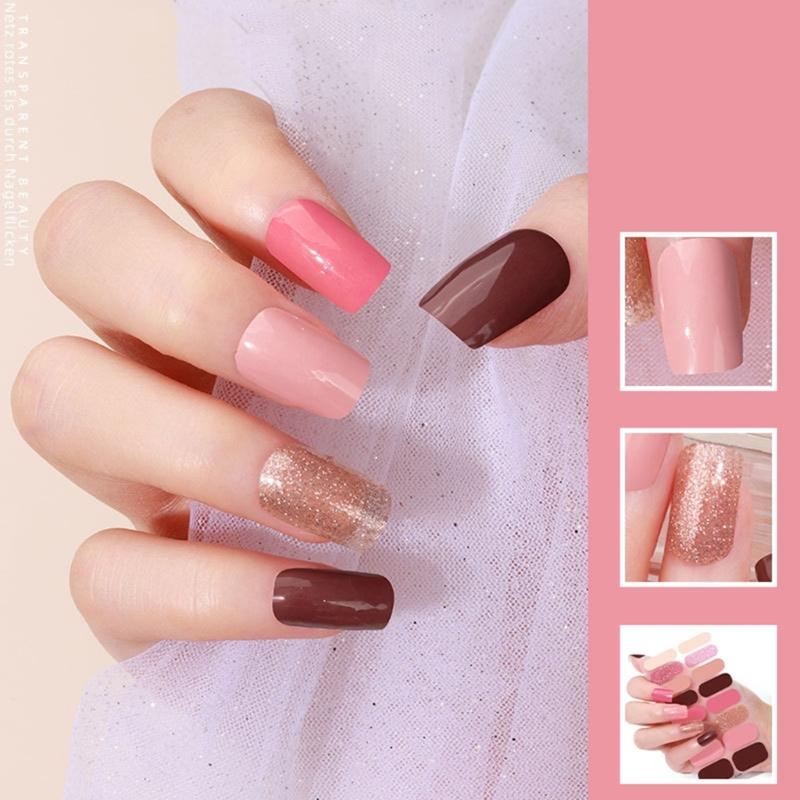16 Strips Nail Polish Sticker Nail Stickers Set for UV Lamp Designer 3D Nails Polish Wraps Fashion Nail Art Sticker