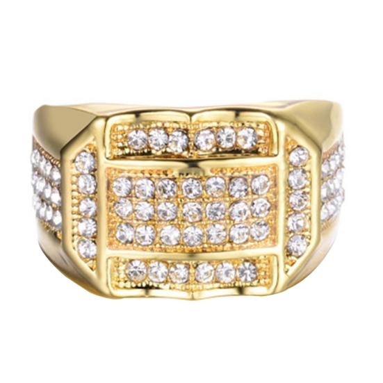 Anello Geometrico da Dito da Uomo con Strass Intarsiati, Gioiello per Matrimonio, Festa, Regalo