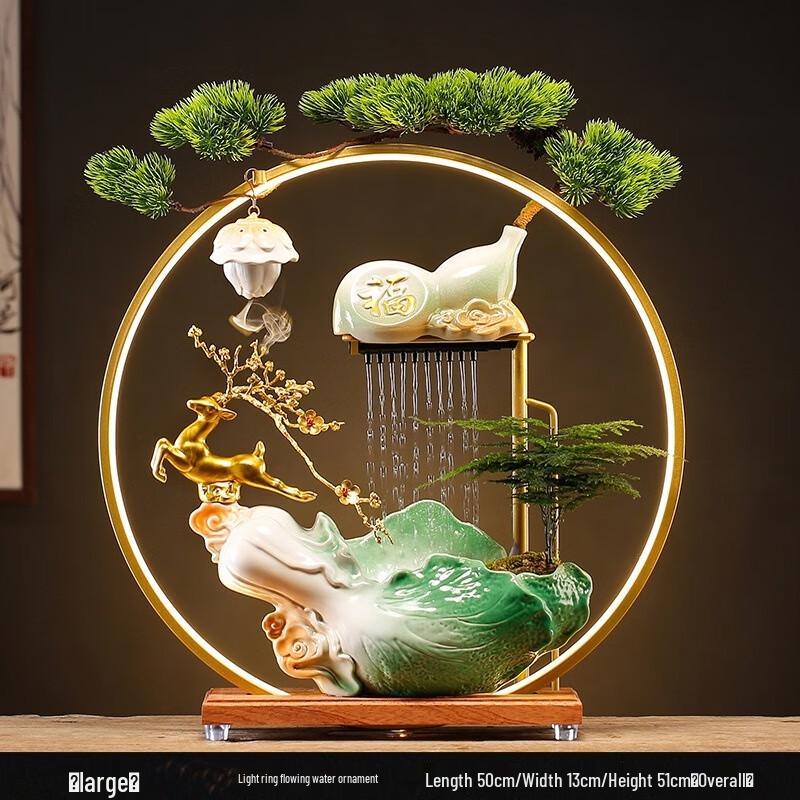 OIMG Creative Flowing Water Deer Lamp Ceramic Ornament