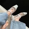 Fashion New Summer Sandals Square Toe Sandals for Women Fashion Hollow Out Mesh Cover Toe Low Heels Sandals Ladies Shoes Mary Jane Shoes