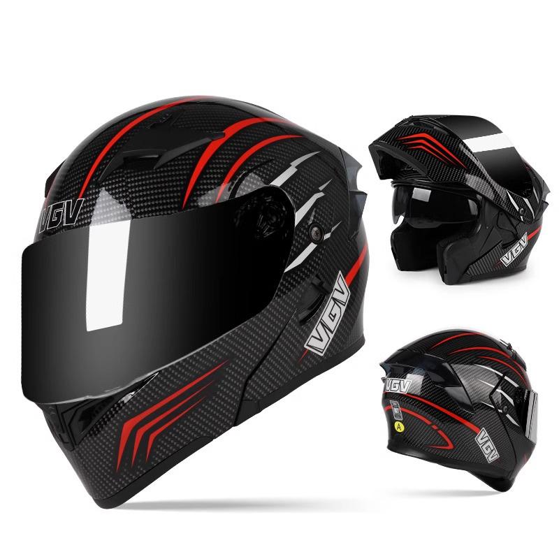 VGV Double Lens flip up helmet Openable motorcycle helmet Various Tinted Lens Sun protection glare and UV rays Modular cycling
