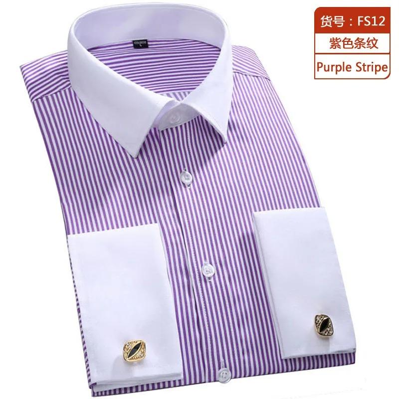 2026 New Men's Long Sleeve Shirt High Quality Tuxedo Standing Collar Wedding Dress Shirt Men's White French Cufflink Shirt