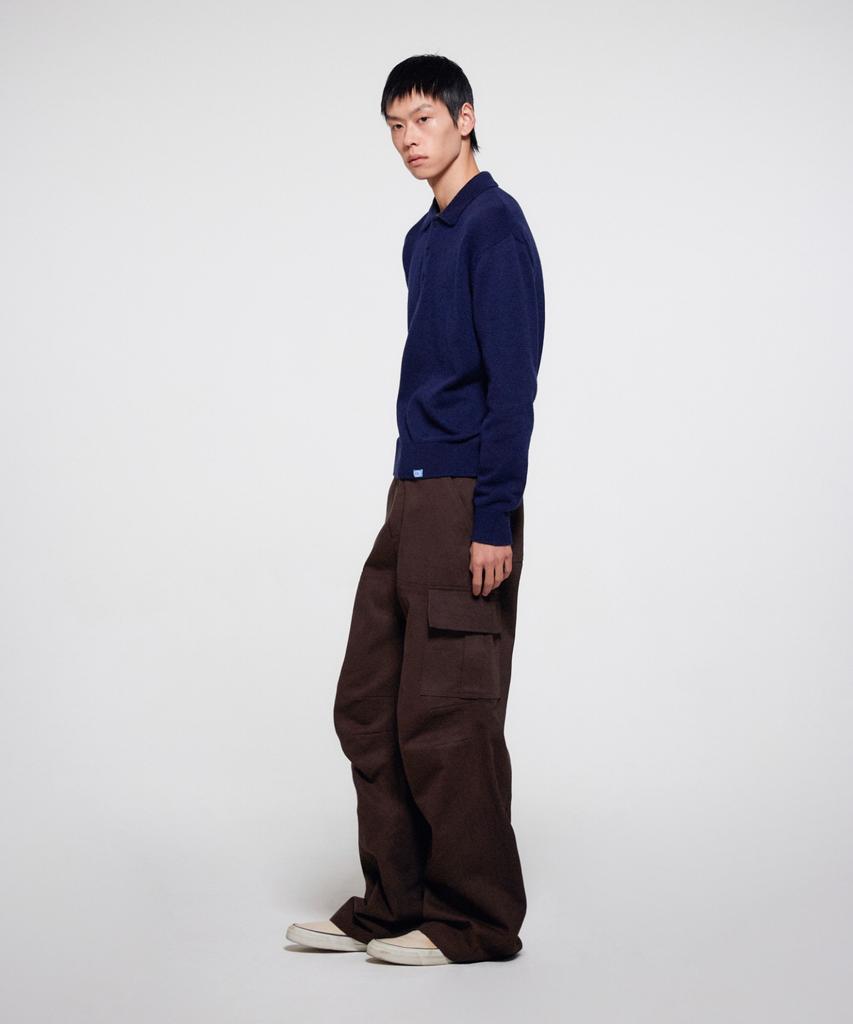 ERA Men Wool Blend Polo Sweater - Navy