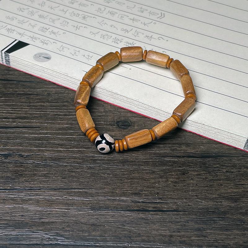 Grünes & Lila Sandelholz Quadratische Perlen Dzi Armband für Männer & Frauen brown