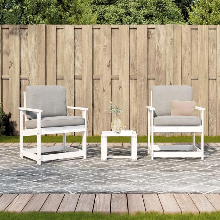 VidaXL Garden Lounge Set 3 Pcs, Patio Sofas, Furniture Set, Outdoor Backyard Terrace Furniture, White Wood 832631