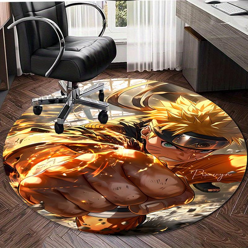 1pc Naruto Print Round Carpet Chair Round Carpet Suitable for Bedroom Living Room Home Decorative Carpet