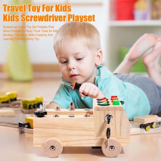 Wooden Car Screwdriver Board Set Fine Motor Skills Kids Educational Busy Truck Sensory Toy Toddlers Preschool Activity Learning Toy
