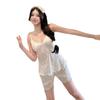 Pyjama en soie glacée pour femmes, été, filles, désir pur, short à bretelles, ensemble loungewear, pyjama femme rose et sexy, loungewear