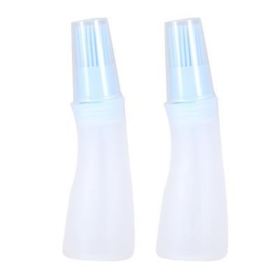 2Pcs Household Barbecue Silicone Oil Bottle with Brush Kitchen Baking Barbecue ToolBlue