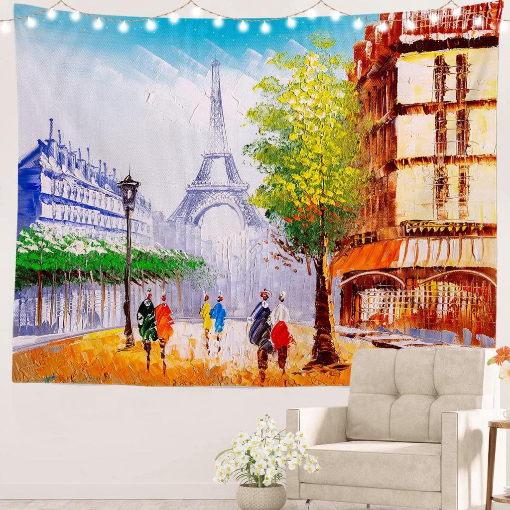 Black and White England Landmark Picnic Mat Hippie Trippy Tapestry Wall Art Meditation Decor for Bedroom Living Room Dorm, Red