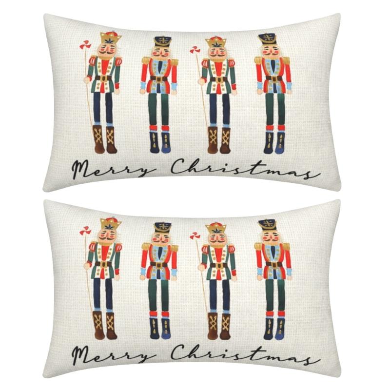 Christmas Celebration Pillow Covers with Christmas Motifs Pillowcase, Winter Holiday Decorative Cushions Accessories
