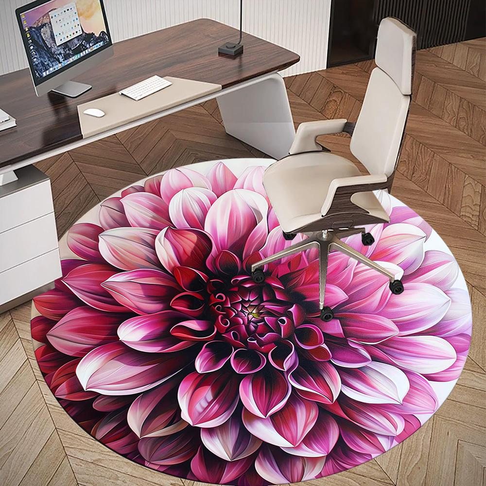 1pc Flower Petals Round Chair mat Area Rug - Non-Slip, Floor Mat for Office, Bedroom, and Indoor Decor -1002205