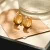 French Retro Gold-Plated Brass Earrings with Irregular Sandstone Particles and 925 Silver Needle.