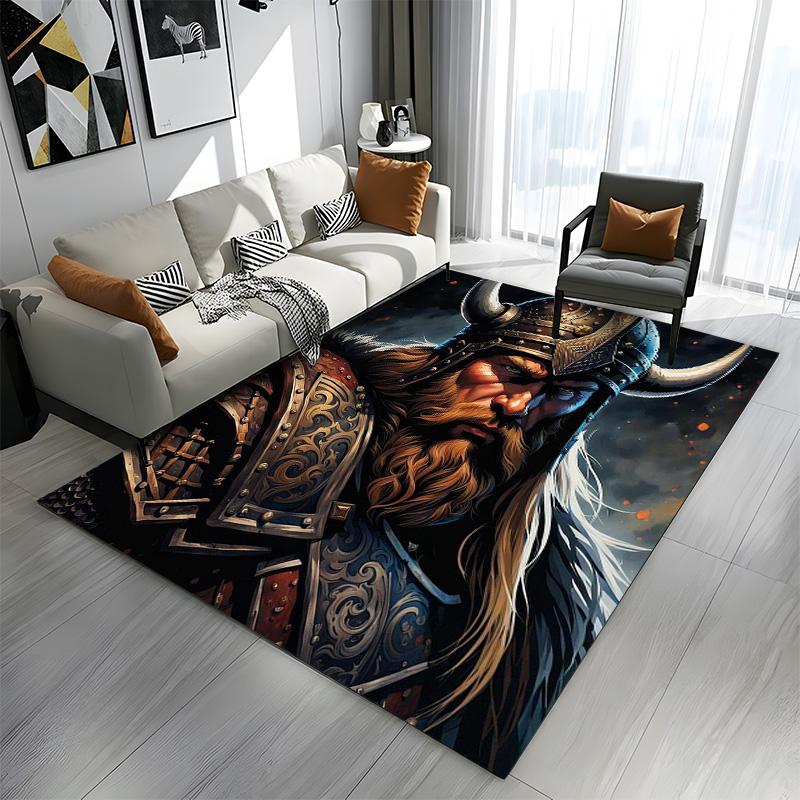 Viking Warrior with Horned Helmet Patterned carpet a non slip rug suitable for all seasons and any setting, gift
