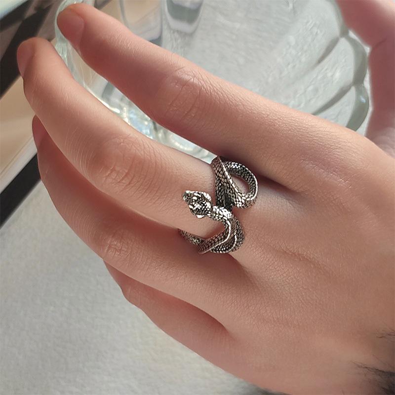 Unisex Retro Snake Ring - Personalized Fashion, National Trend, Open-ended Design, Punk Style, Spirit Snake Index Finger Ring