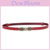 Leather Womens Slim Waist Belt With Flower Alloy Buckle For Casual And Office Wear