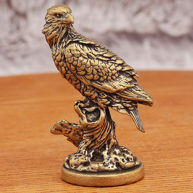 Brass Eagle Statue Vintage Simulated Mini Animal Figurines Home Office Desk Decor Wealth Ornament Metal Crafts Accessories