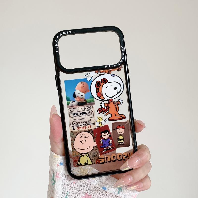 Cartoon Cute Snoopy Peanut Charlie Magsafe Wireless Charge Case For iPhone 11 12 13 14 15 16 17 Pro Max Snoopy Magnetic Holder