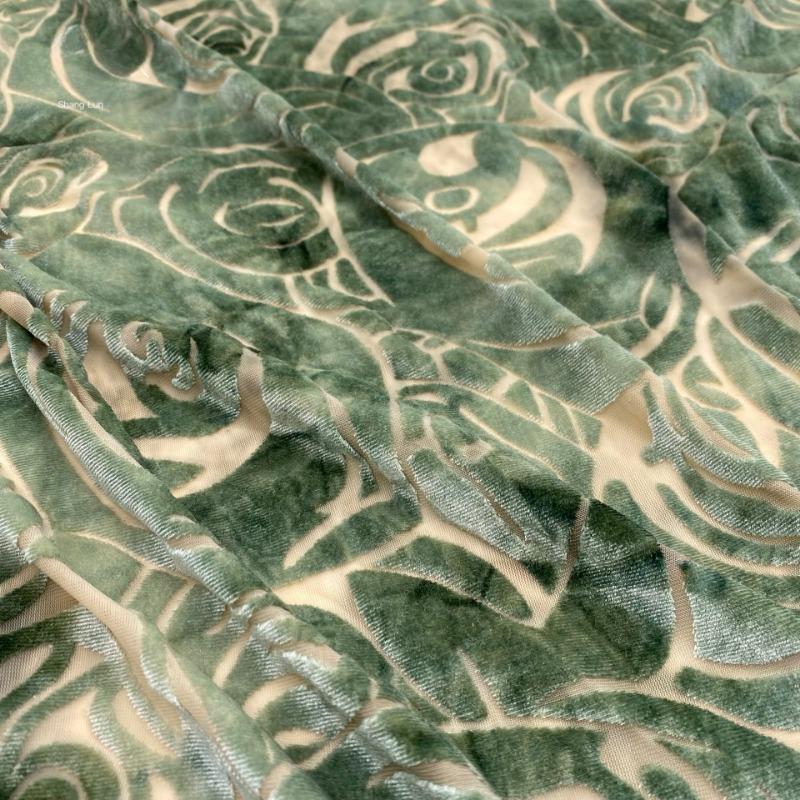 50cm/100cm*150cm Floral Pattern Stretchy Velvet Fabric African Lace Spandex Jacquard Fabric for DIY Sewing Clothing Dresses