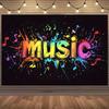 2D Musik Graffiti Kunst Hintergrund Bunte Noten für Musik Themenparty Banner