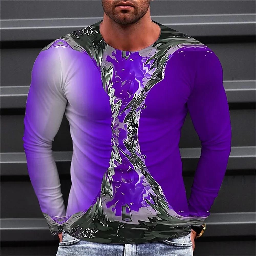 2024 Men'S Long Sleeve T-Shirts Harajuku 3d Print Graphic Men Oversized Clothing Fashion Street Tees Shirt Casual O Collar Tops