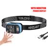 Powerful LED Sensor Headlamp Built-in Battery USB Rechargeable Mini Induction Head Flashlight White/Yellow/Red Headlight