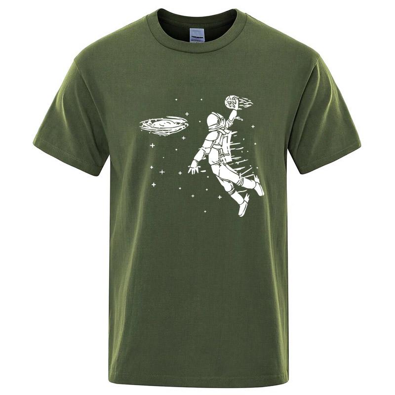 Summer Mens Tshirt High Quality 100 Cotton Funny Astronaut Print Casual Loose Cool Men Casual Loose Oneck Men Tshirt Tee Top