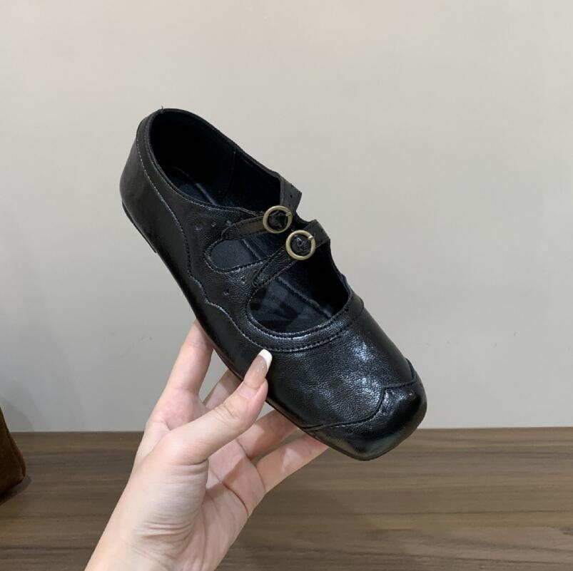 Designer Vintage Slip On Women Mary Jane Shoes Fashion Square Toe Shoes 2026 Spring Casual Dress Ballet Flats Hoes Women Loafers