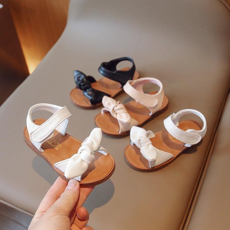 Foreign trade summer new children's sandals girls bow open-toed beach shoes medium and small children non-slip breathable casual shoes