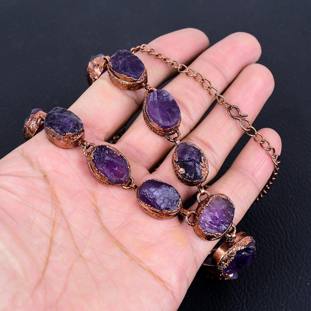 Amethyst Necklace, Gemstone Copper Electroformed Jewelry Necklace, Handmade Jewelry, For Anniversary Gift