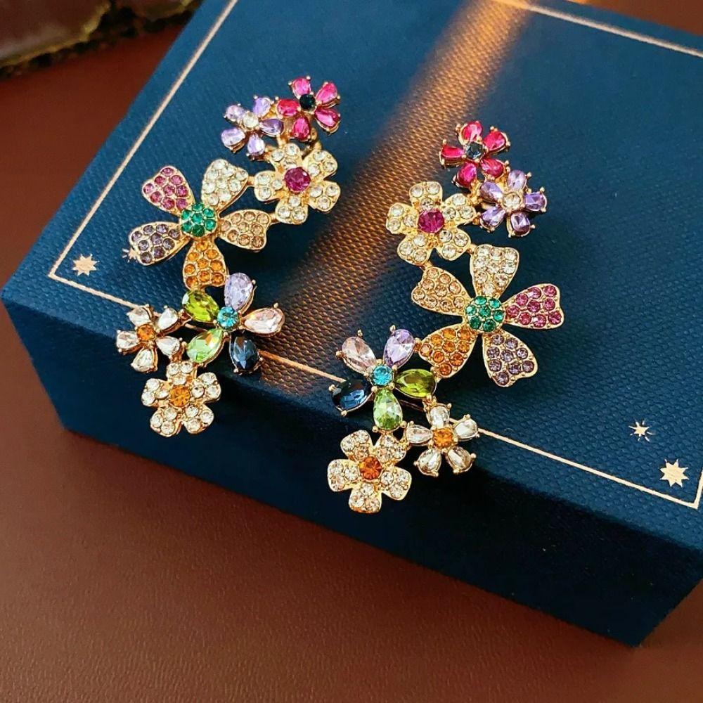 Colorful Design Zircon Earrings Sweet Style  Earrings Clip Earrings  Jewelry Gifts
