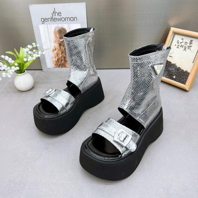 Modische Römersandalen für den Sommer, neue offene Plateau-Motorradstiefel, Stiefeltasche mit Reißverschluss auf der Rückseite und coolen Stiefeln