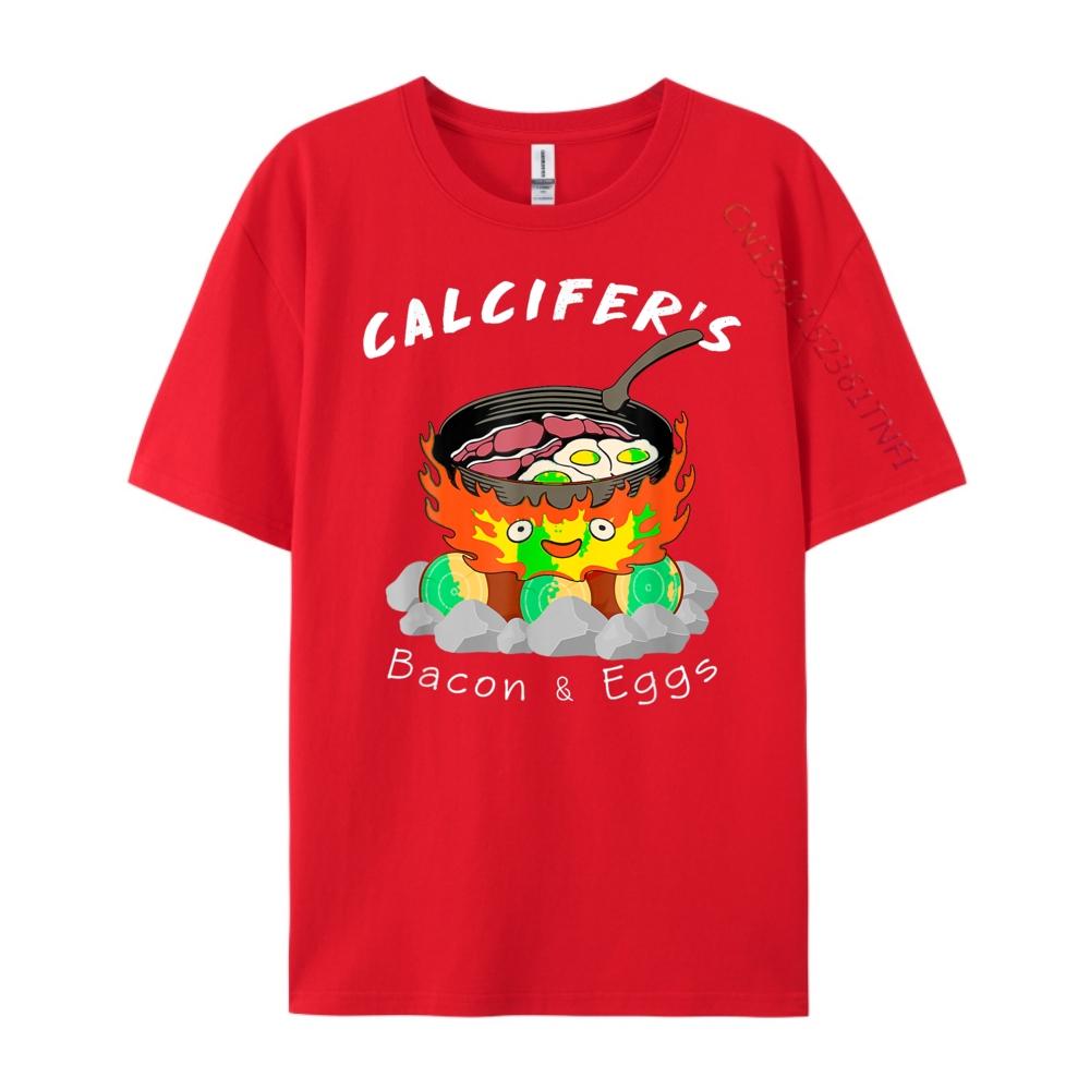 Food Lover Calcifer Bacon And Egg Cook Oversized T Shirt Vintage T Shirts for Men Graphic Tees Leisure S