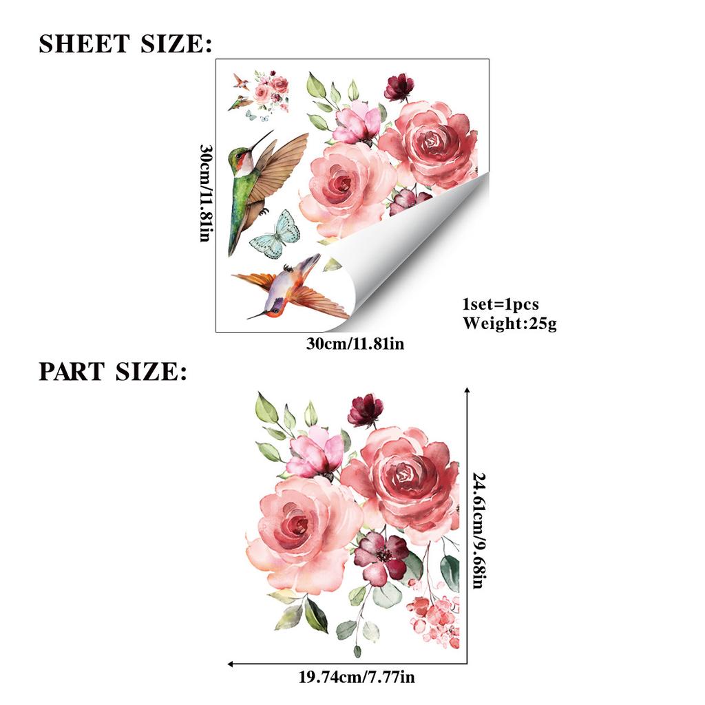 Butterfly Hummingbird Window Stickers for Bedroom Home Decor Glass Film Decals Translucent Privacy Window Cling Romantic Nature Theme